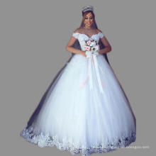 Custom make Any Size  and Color 2020 Off Shoulder Ball Gown Wedding Dress Lace Hem Wedding Bridal Dress